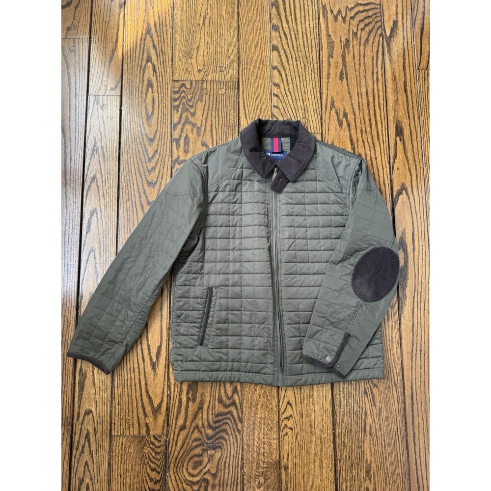 Daniel Cremieux Men's Large Green Quilted Jacket with Corduroy Collar Full Zip